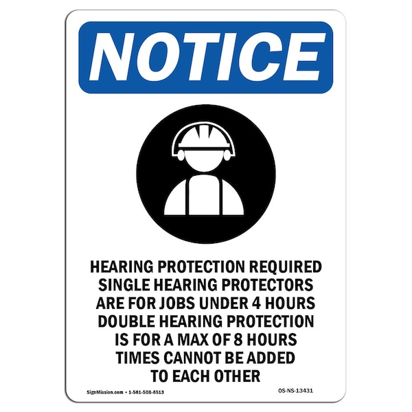 OSHA, Hearing Protection, 5in X 3.5in, 10PK, 3.5" W, 5" H, Portrait, PK10, OS-NS-D-35-V-13431-10PK
